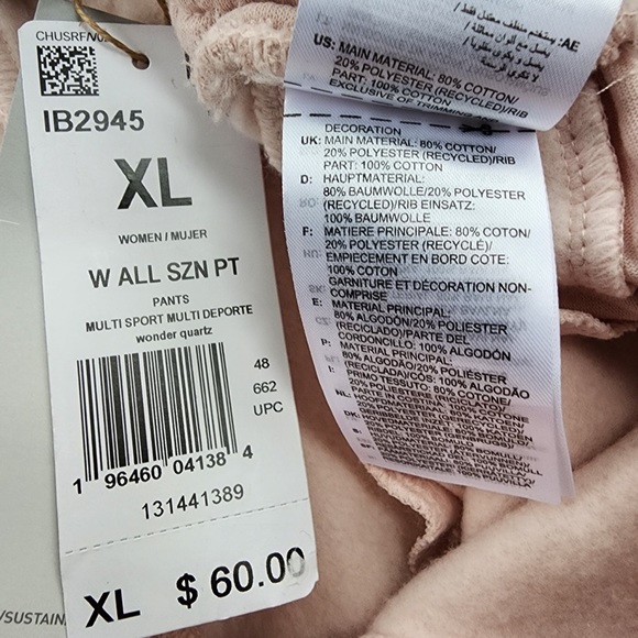 Adidas Light Pink Drawstring All Season Fleece Loose Fit Sweatpants - Picture 6 of 11